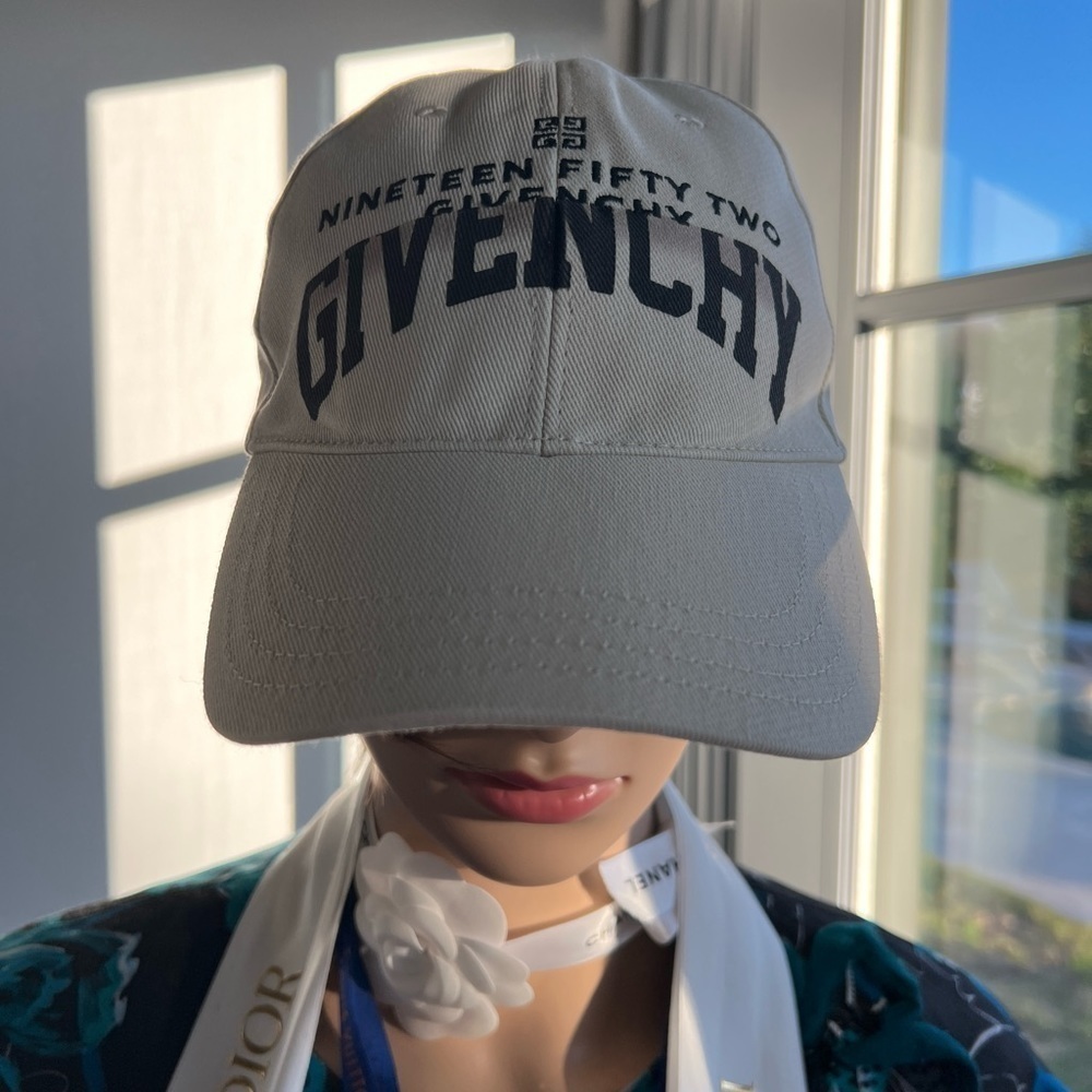 Givenchy Logo Cotton Baseball Cap Grey Beige